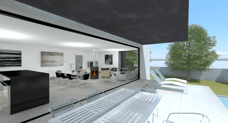 Projet maison contemporaine plain-pied avec de 130 m² et piscine - Architecte Claude Veyret Lyon