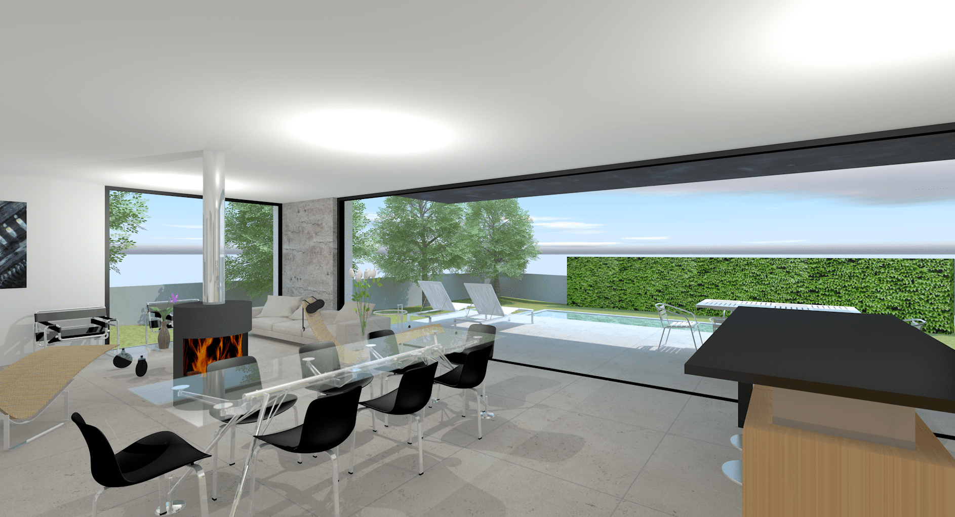 Projet maison contemporaine plain-pied avec de 130 m² et piscine - Architecte Claude Veyret Lyon