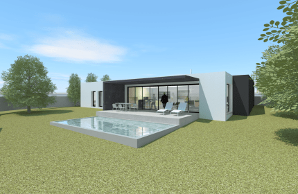 Projet maison contemporaine plain-pied avec de 130 m² et piscine - Architecte Claude Veyret Lyon