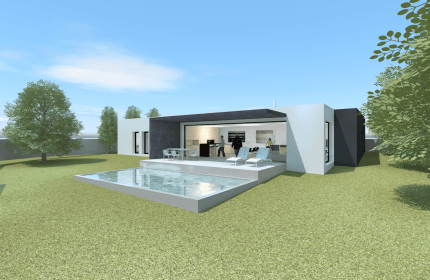 Projet maison contemporaine plain-pied avec de 130 m² et piscine - Architecte Claude Veyret Lyon