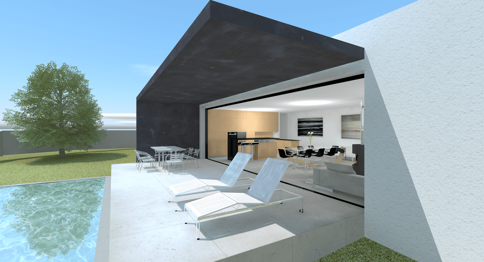 Projet maison contemporaine plain-pied avec de 130 m² et piscine - Architecte Claude Veyret Lyon