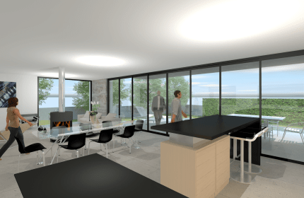 Projet maison contemporaine plain-pied avec de 130 m² et piscine - Architecte Claude Veyret Lyon