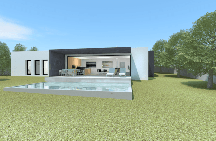 Projet maison contemporaine plain-pied avec de 130 m² et piscine - Architecte Claude Veyret Lyon