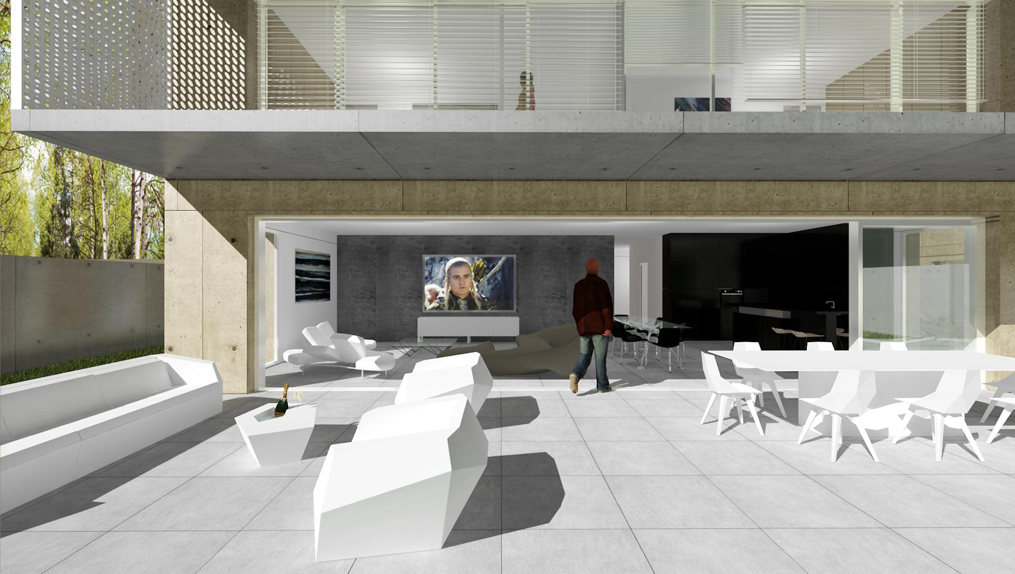 Deux maisons contemporaines dans un parc près de Bourg-en-Bresse - Terrasse