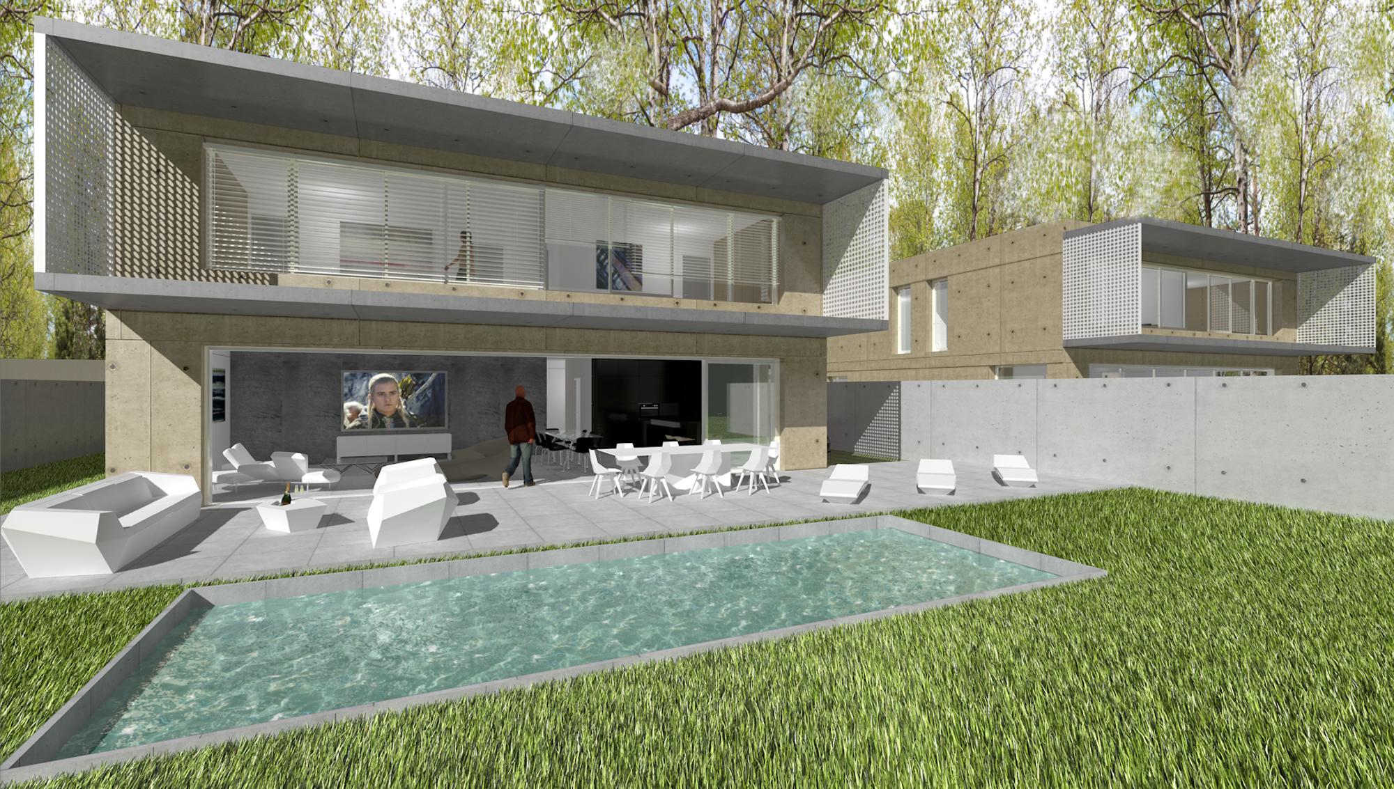 Deux maisons contemporaines dans un parc près de Bourg-en-Bresse - Vue globale