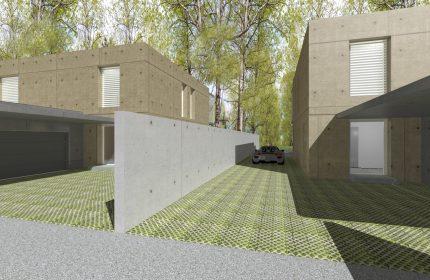 Deux maisons contemporaines dans un parc près de Bourg-en-Bresse - Allée de stationnement