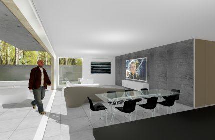 Deux maisons contemporaines dans un parc près de Bourg-en-Bresse - Vue intérieur salon