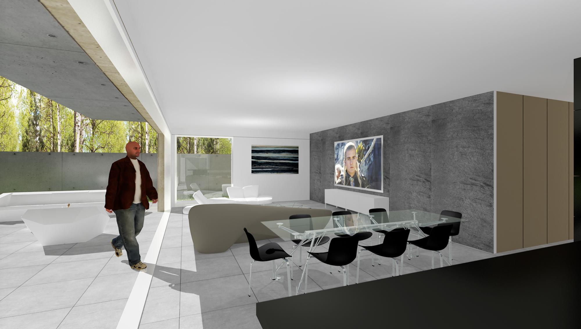 Deux maisons contemporaines dans un parc près de Bourg-en-Bresse - Vue intérieur salon