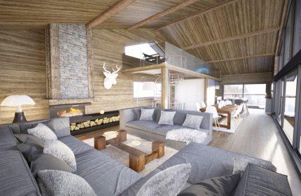 Deux chalets contemporains en haute montagne de luxe - salon