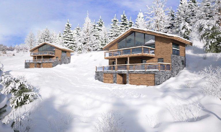 Deux chalets contemporains en haute montagne de luxe